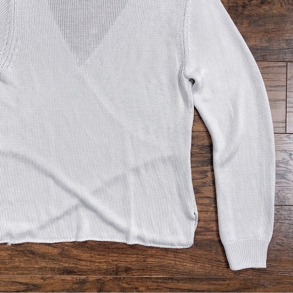 Michelle Mason • Cross Wrap Sweater top metallic silver grey surplice knit drape - Picture 11 of 12
